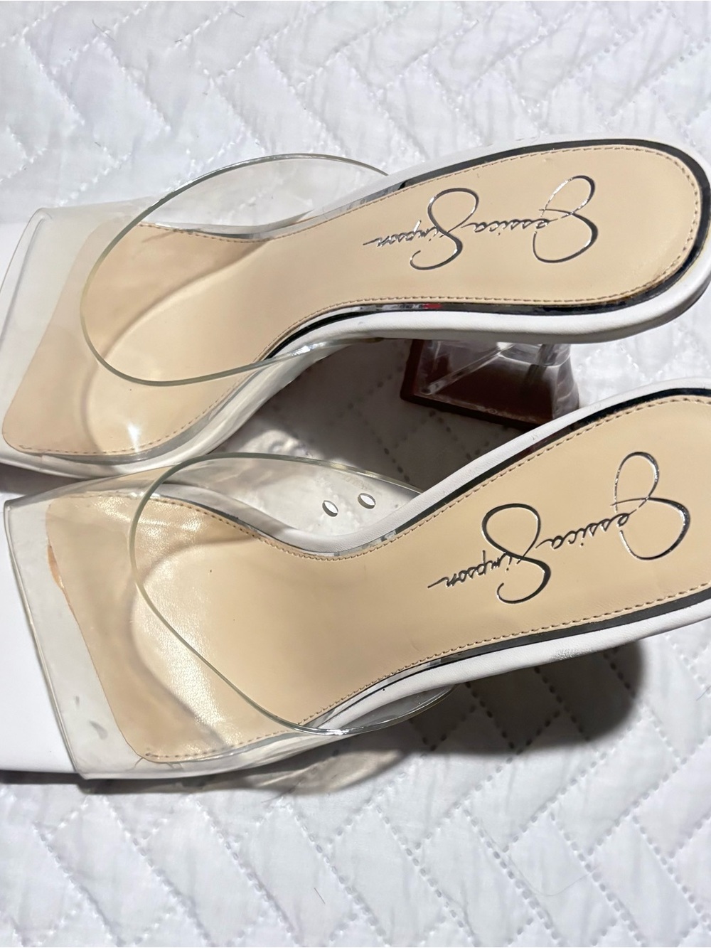 Jessica Simpson White Clear PVC Slide Mules - Picture 2 of 3